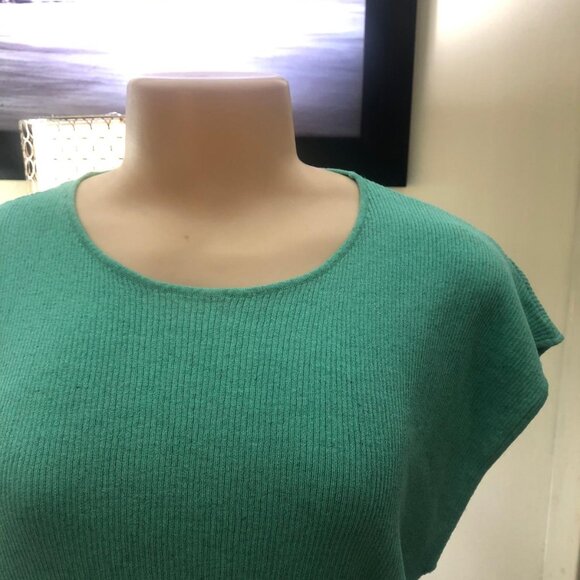 POLES MAISON MONTAGUT blouse aqua green sz Small S Viscose Linen Stretch - Picture 7 of 10